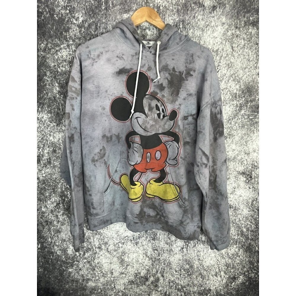 Disney‎ Parks Mickey Mouse Spirit Hoodie Gray tie dye Pullover Adult Size Medium